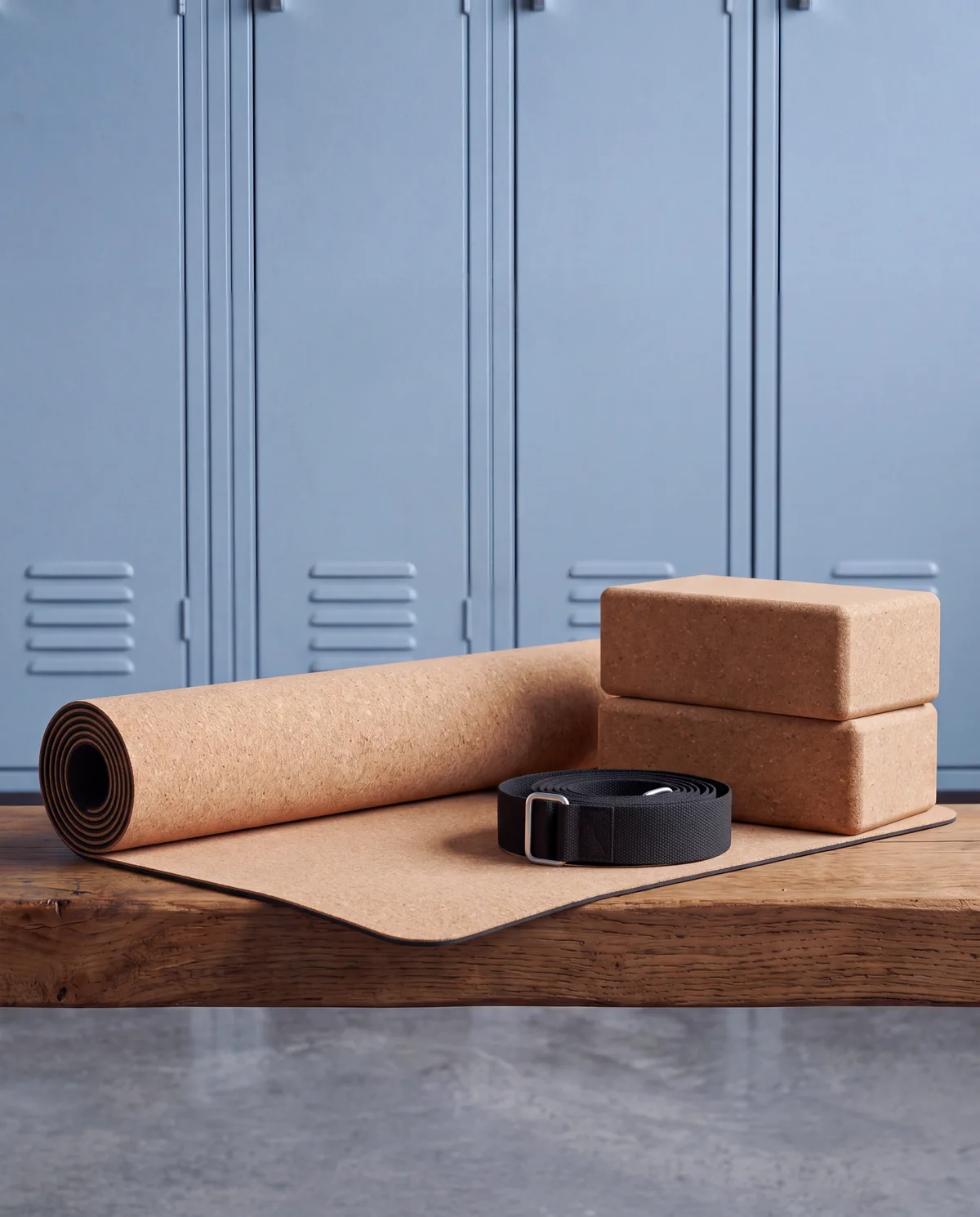 Cork Yoga Mat Set, 4 pieces